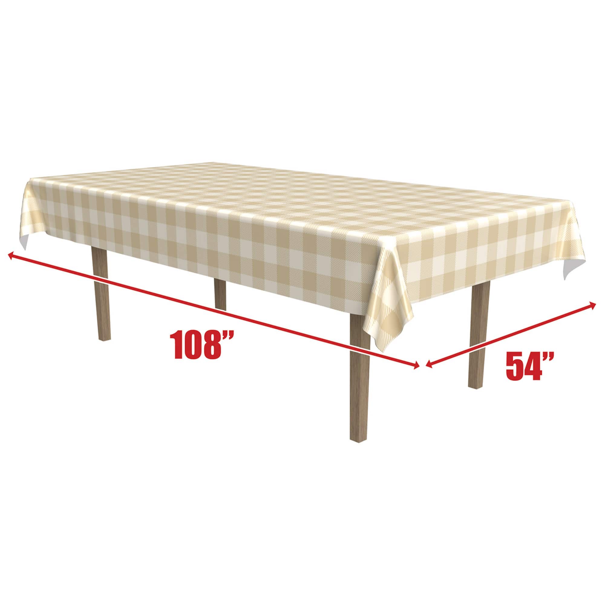Beistle 54" x 108" Beige & Cream Plaid Table Cover